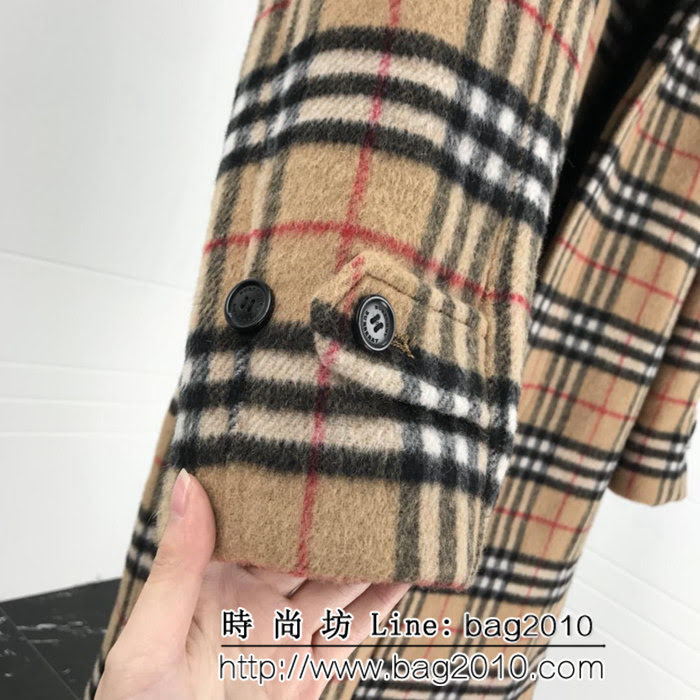 BURBERRY巴寶莉 2018膠囊系列 頂級版本 阿爾巴卡羊駝毛混紡 中長款 古典黃色格紋 大衣外套 ydi2389